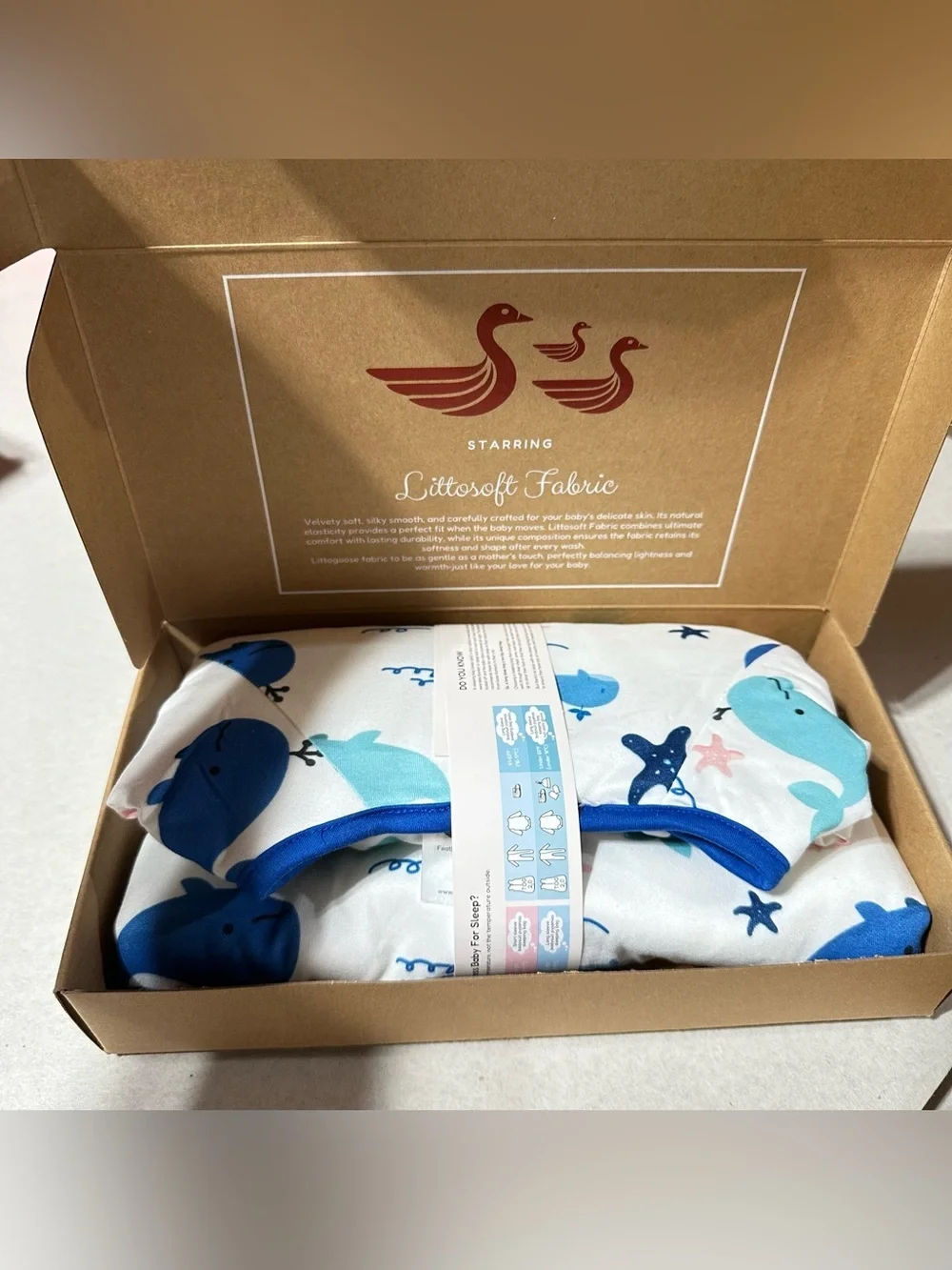 Litto Goose Toddler Sleep Sack cuffed  Baby Wearable Blanket Whale Design S NEW